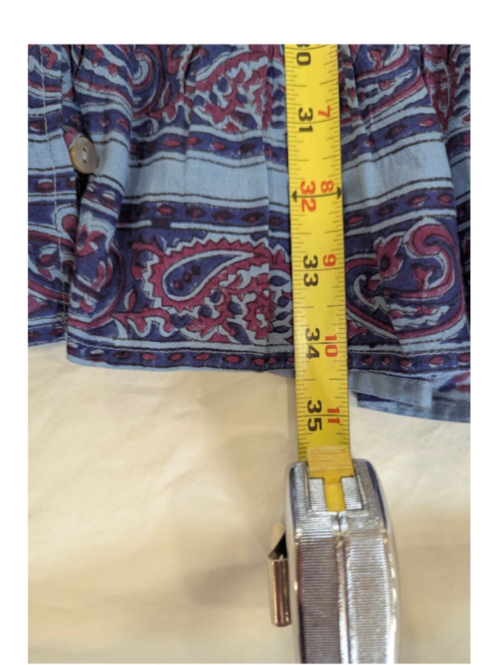 Cleobella Organic Cotton Paisley Boho Mini Dress M Blue Plum Belt Pockets - Picture 8 of 13